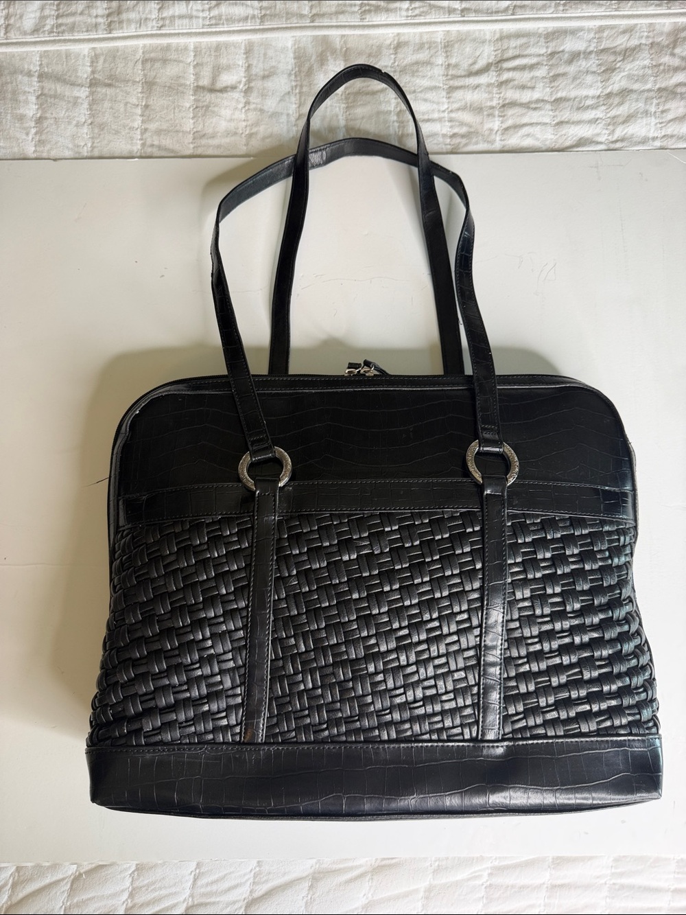Coldwater Creek Black Leather Laptop/Computer Handbag Tote